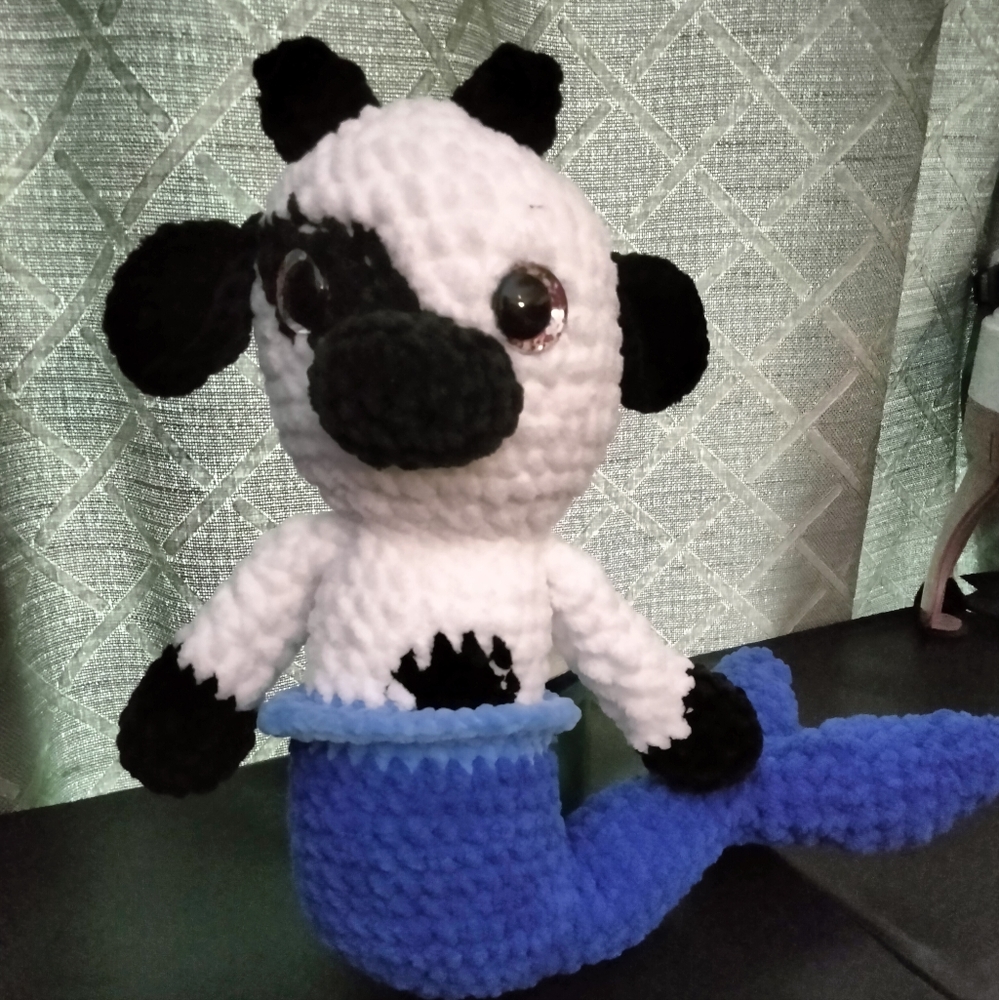Crochet Cow mermaid plush NWOY